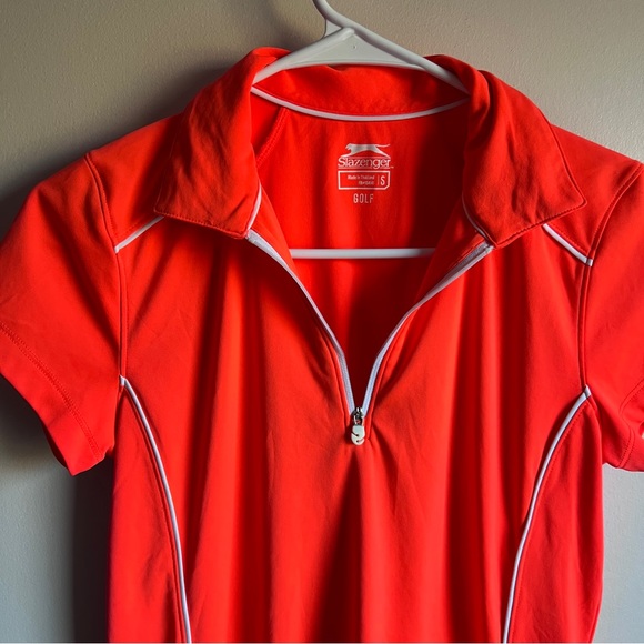 Slazenger Coral Orange Collared Polo Short Sleeve Tennis Golf - Picture 2 of 5